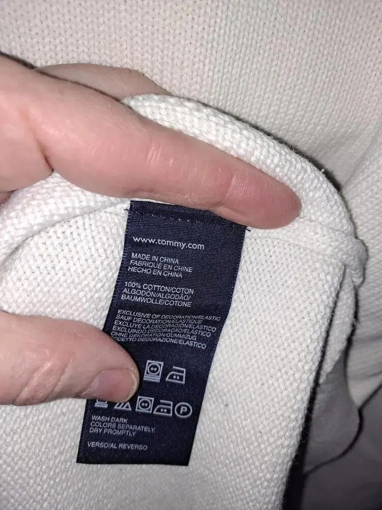 Tommy Hilfiger Y2K White Crew‎ Neck Knit Sweater Size Large